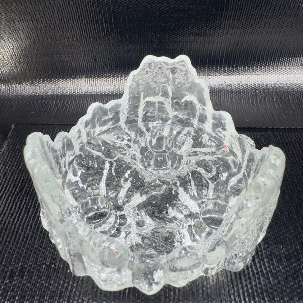 LE Smith Glass Clear Ice Candle Holder Reversible Tapers Pillar Crystal Vintage